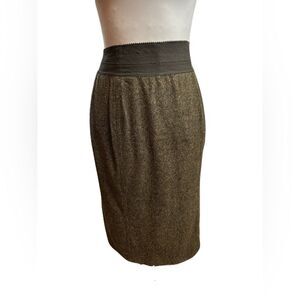 Stella McCartney Tweed Green Wool Blend Pencil Skirt | EU Size 44 | EUC